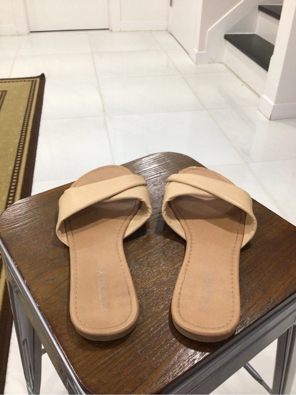 Beige Cross-Band Slide Sandals for Women - Neutral Everyday Comfort